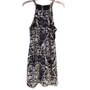 I.N. SF NWT Sz M Black White Floral Skinny Straps Halter Summer Relaxed Dress